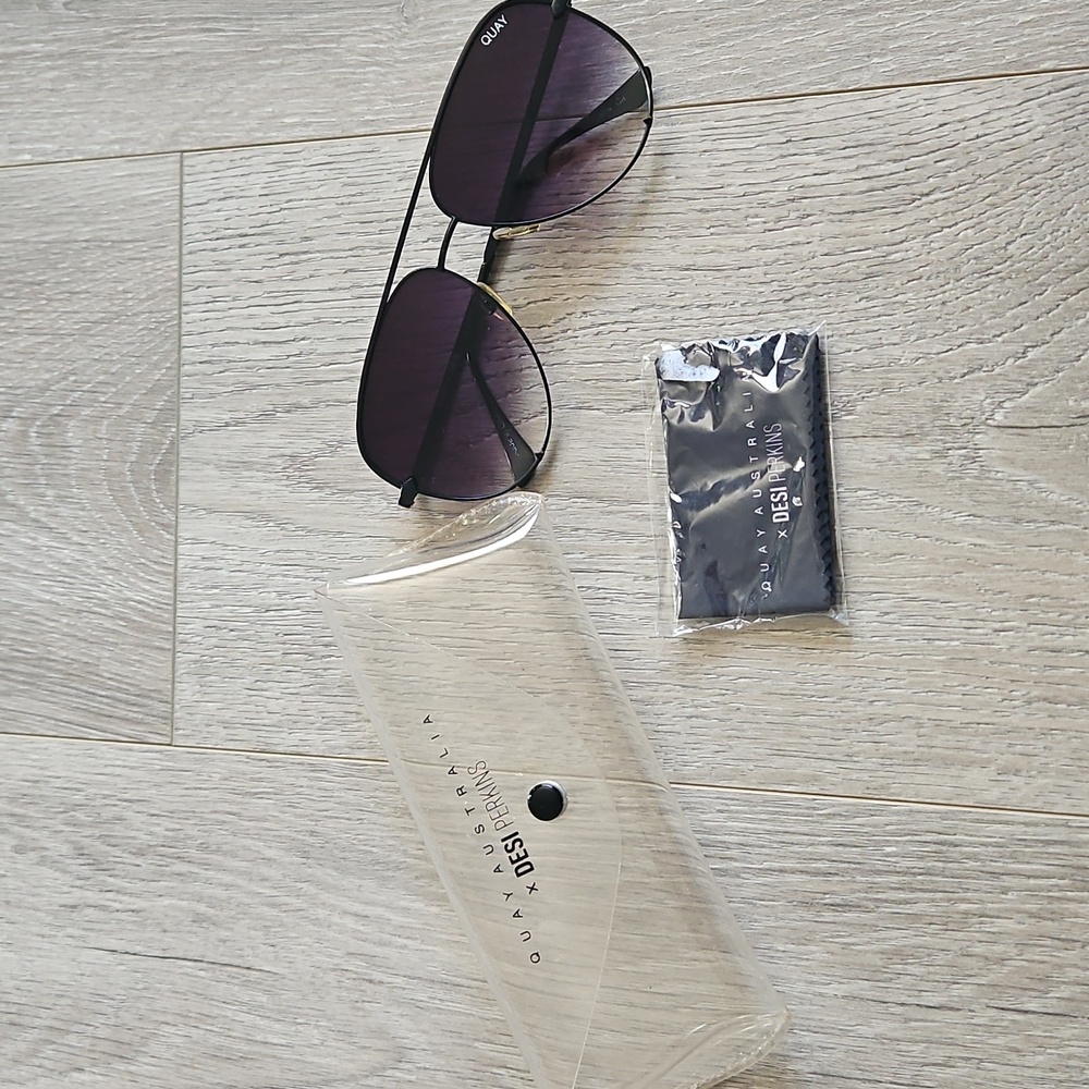 Quay Australia X Desi Perkins High Key Black Fade Aviator Sunglasses